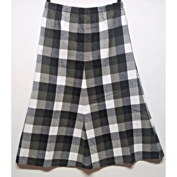 Vintage 70s Plaid Skirt A LIne Tartan Plaid Flannel Sz M/L Long Midi green black - Picture 2 of 7
